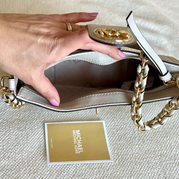 Michael Kors Carmen Extra-Small Saffiano Leather Shoulder Bag Cream - Picture 6 of 8